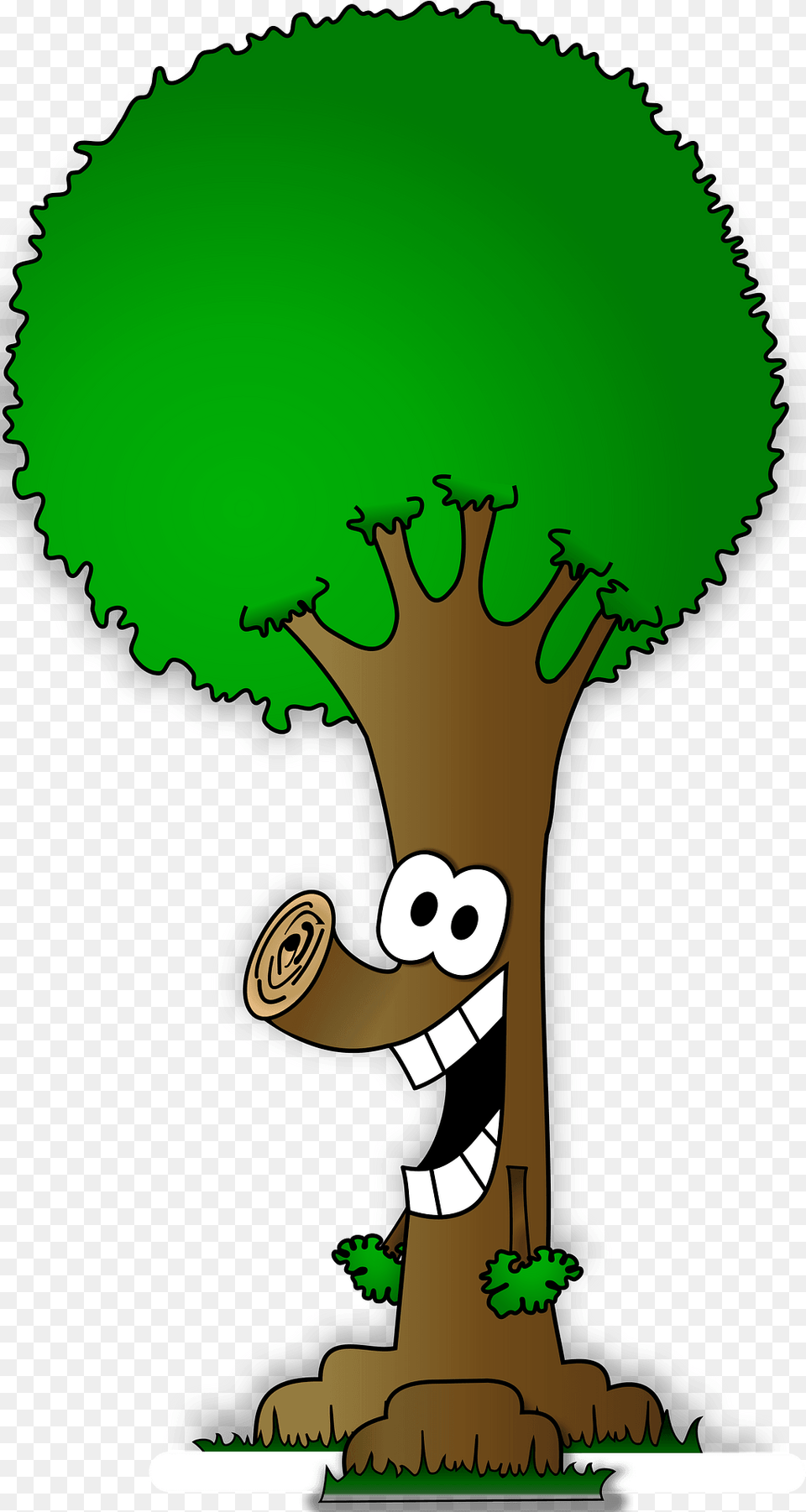 Green Tree With Leaves And A Trunk Face Clipart, Plant, Vegetation, Broccoli, Food Png