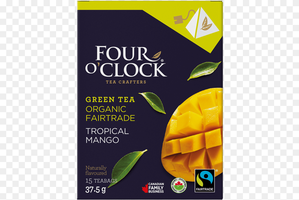 Green Tropical Mango White Tea Teabag, Advertisement, Food, Fruit, Plant Png Image
