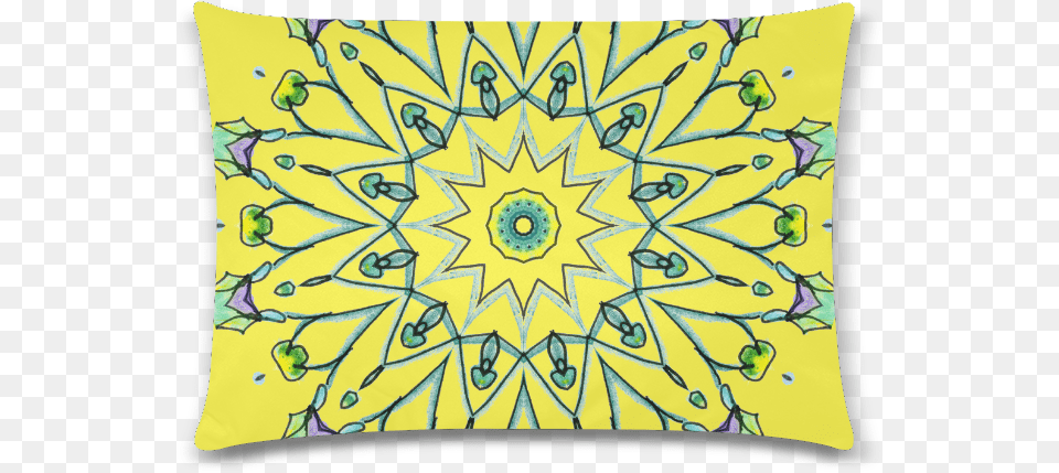 Green Vines Leaves Star Wheel Matrix Mandala Lemon Cushion, Home Decor, Pillow, Pattern Png