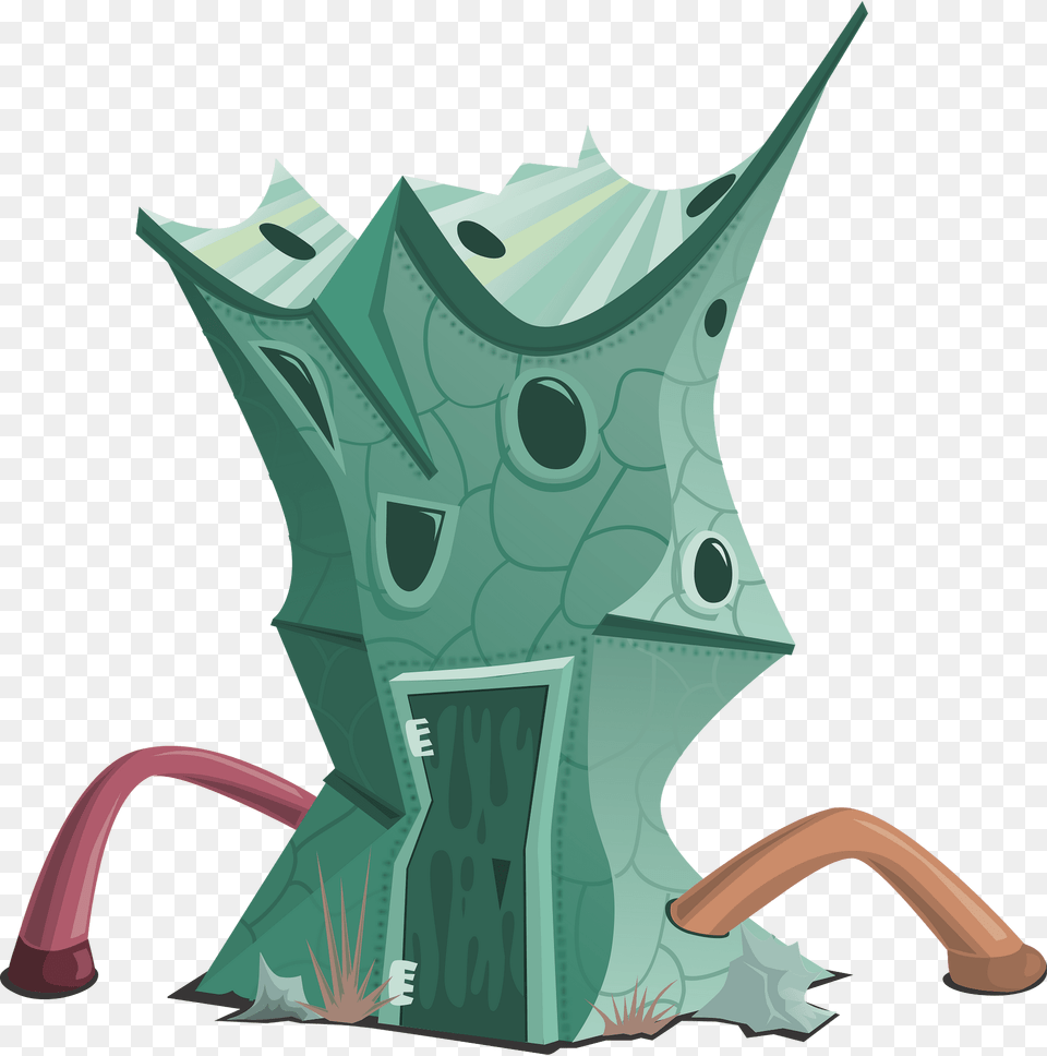 Green Wacky Fantasy House Clipart, Dragon Png Image