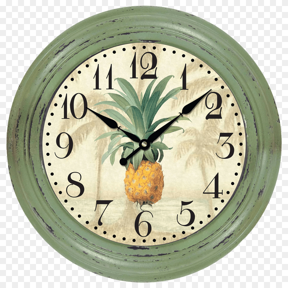 Green Wall Clock Wall Clock, Food, Fruit, Pineapple Png Image