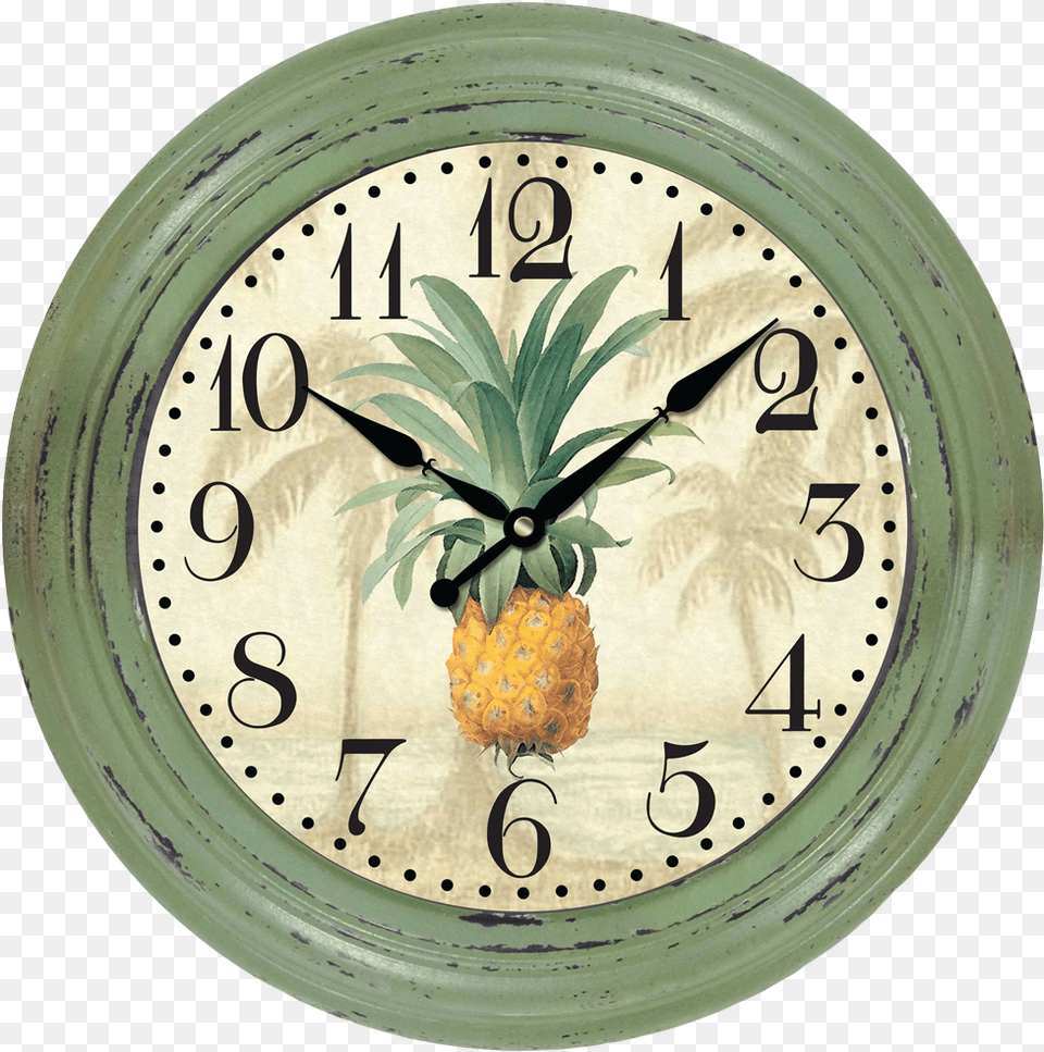 Green Wall Clock Image House Watch, Food, Fruit, Pineapple, Plant Png