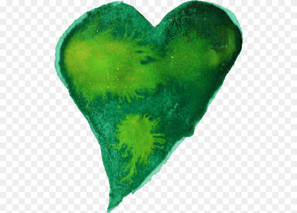 Green Water Color Heart, Leaf, Plant, Accessories, Gemstone Free Png