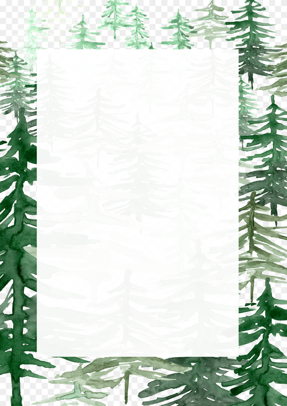 Green Watercolor Hand Painted Forest Border Transparent Watercolor Painting, Conifer, Fir, Plant, Tree Png