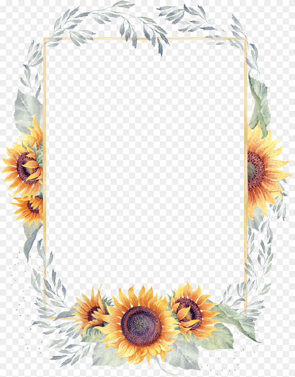 Green Watercolor Hand Painted Sunflower Border Transparent Transparent Background Sunflower Border, Flower, Plant, Art Png