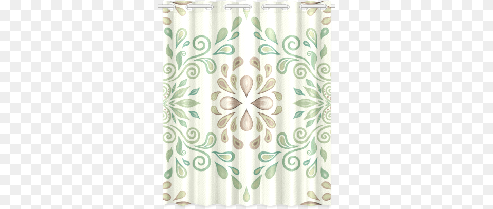 Green Watercolor Ornament New Window Curtain 52quot X Window Valance, Shower Curtain, White Board Free Png