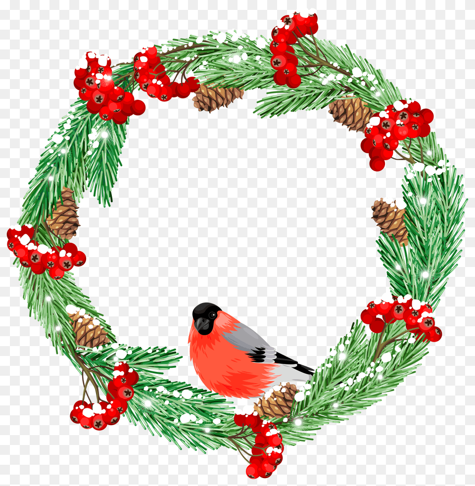 Green Winter Wreath With Bird Clip Art Gallery Free Png