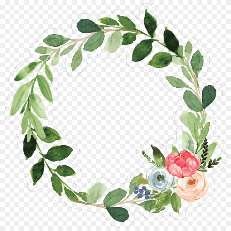 Green Wreath Print, Flower, Plant, Rose, Leaf Free Png Download