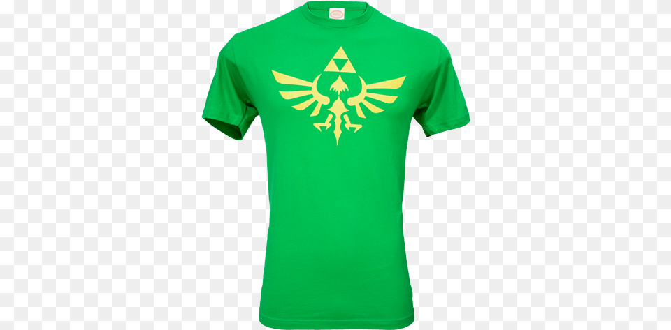 Green Yellow Legend Of Zelda Skyward Sword Triforce Symbol Messenger, Clothing, Shirt, T-shirt Png Image