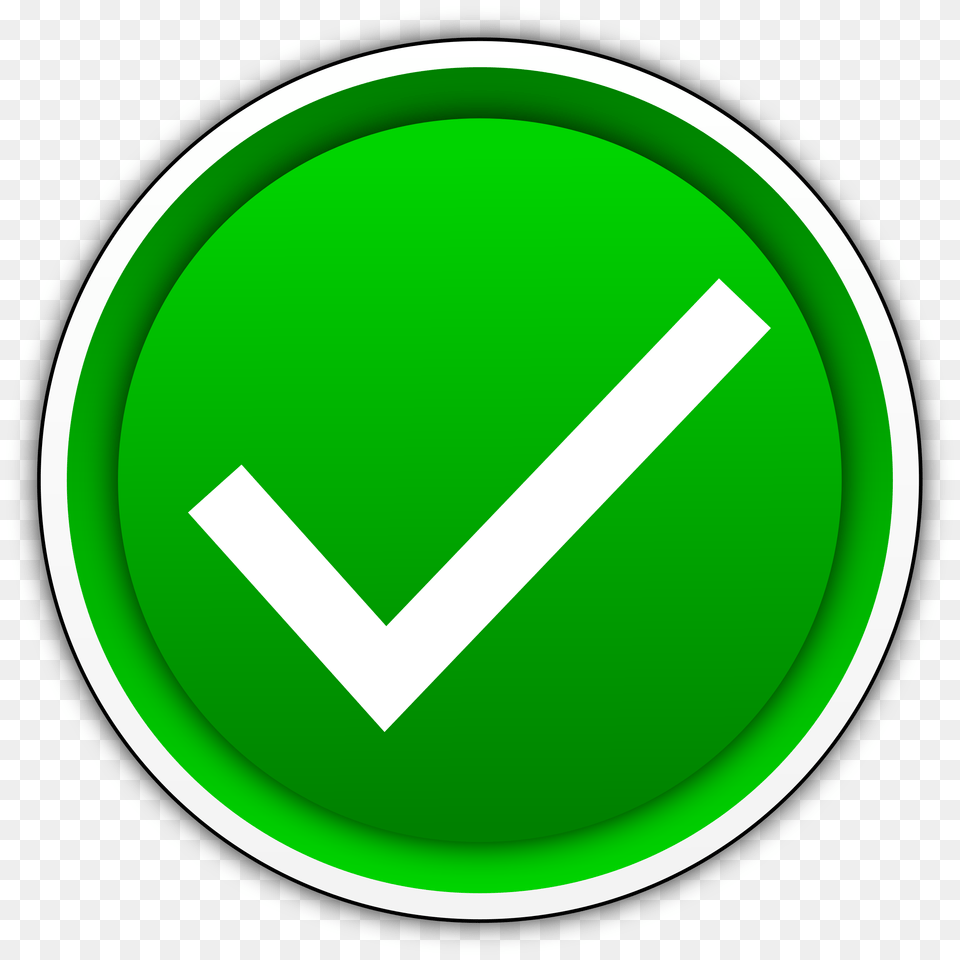 Green Yes Check Mark, Sign, Symbol, Disk, Road Sign Free Png Download
