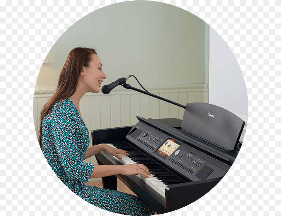 Greene Music San Diego New U0026 Used Pianos For Sale Yamaha Clavinova Cvp809, Adult, Person, Woman, Microphone Png