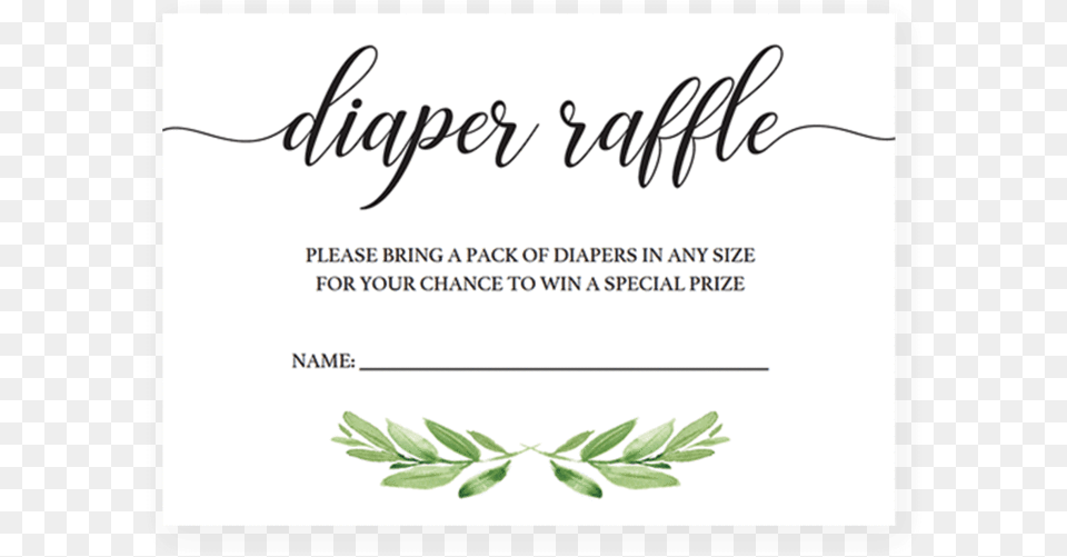 Greenery Baby Shower Diaper Raffle Ticket By Littlesizzle Baby Shower, Herbal, Herbs, Plant, Text Png Image
