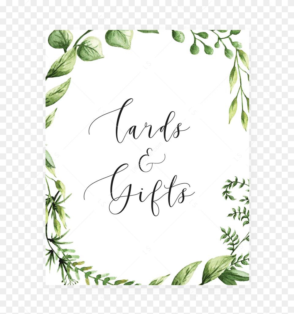 Greenery Party Decor Printable Cards And Gifts Table Printable Baby Shower Sign, Handwriting, Text, Plant, Calligraphy Free Png Download
