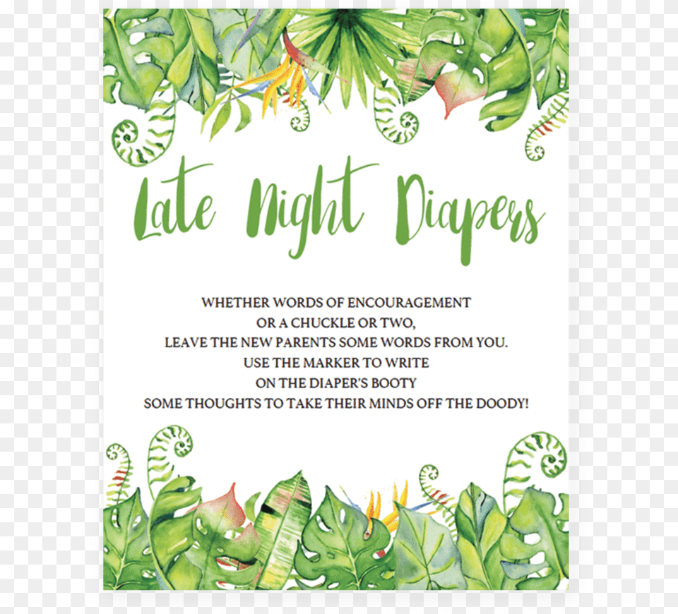 Greenery Vector Green Leaf Baby Shower Late Night Diaper Thoughts, Advertisement, Herbal, Herbs, Plant Free Png Download