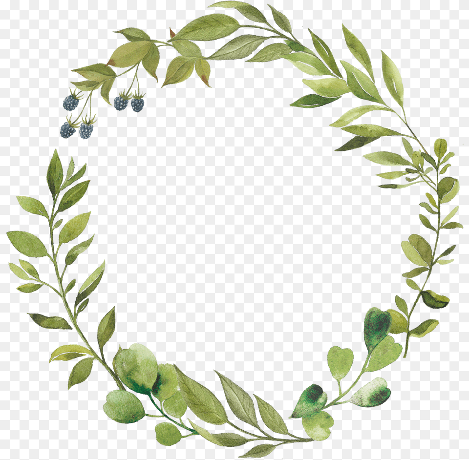 Greenery Wreath Clipart Transparent Leaf Wreath, Berry, Blueberry, Food, Fruit Png Image