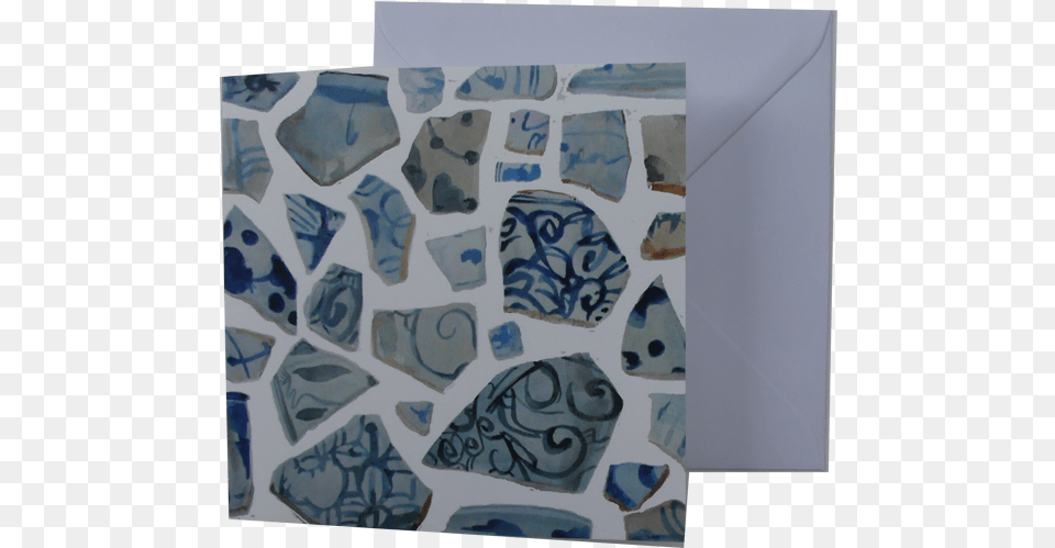 Greeting Card And Envelope Blue And White Ceramic Karen Motif, Art, Tile Png Image