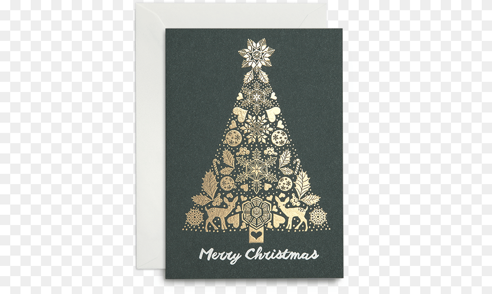 Greeting Card Merry Christmas Gold Tree Sparkly, Text, Blackboard, Envelope, Greeting Card Png Image