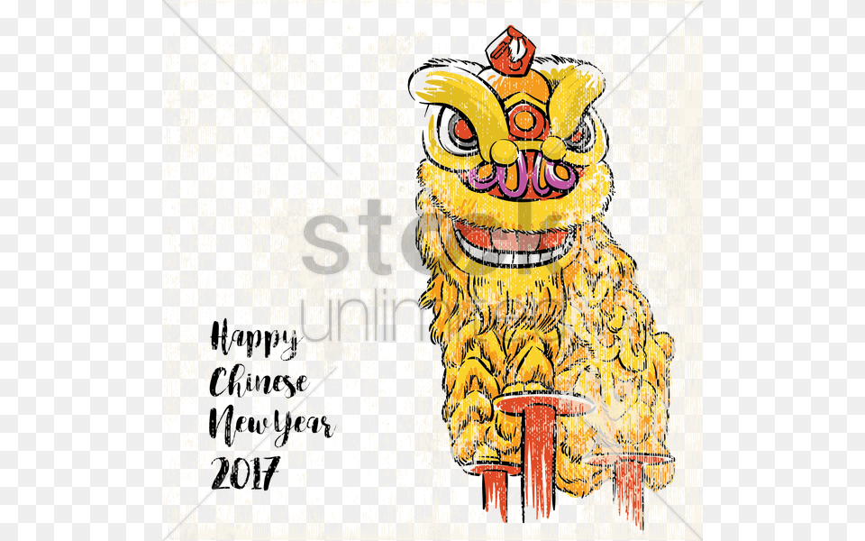 Greeting With Lion Dance Vector Image Chinese New Year Dragon Dance Drawing, Emblem, Symbol, Architecture, Pillar Free Png Download