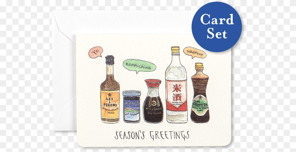 Greetings Mini Card Set Of Seasons Greetings Pun, Bottle, Alcohol, Beverage Free Transparent Png