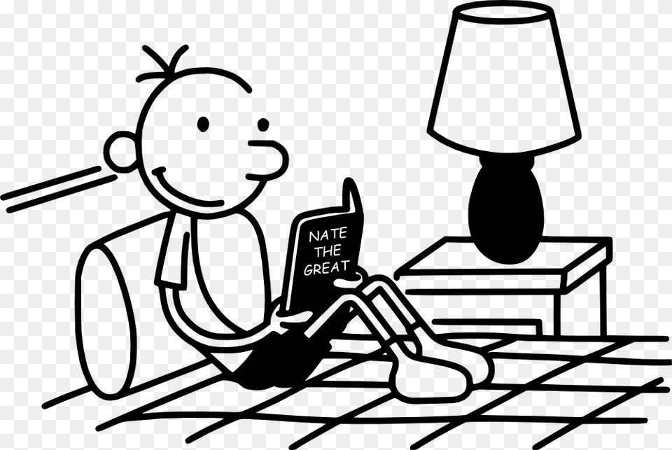 Greg Heffley Reading Nate The Great Diary Of A Wimpy Kid Greg Reading, Table Lamp, Lamp, Person, Face Png Image