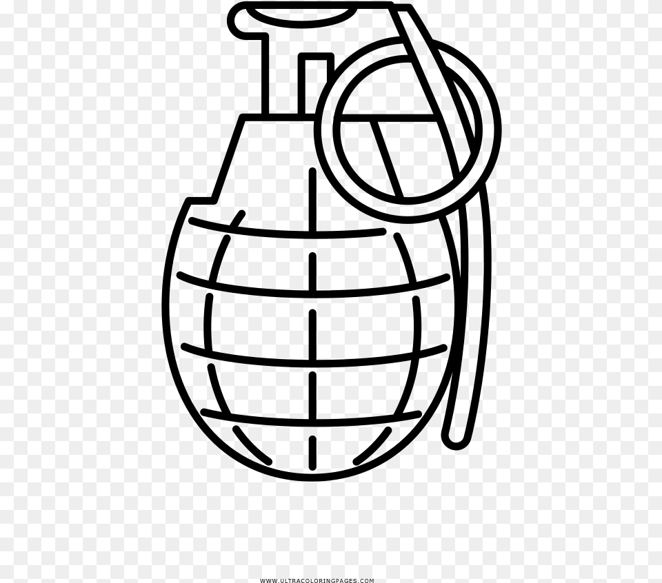 Grenade Coloring, Gray Png Image