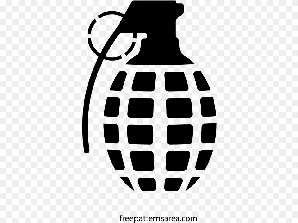 Grenade Spray Paint Stencil, Gray Free Png