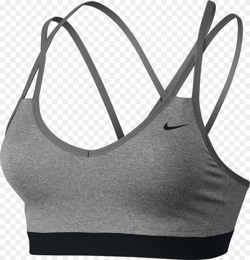 Grey And Black Nike Sports Bra Download Top Nike Pro Indy Strappy Bra, Clothing, Lingerie, Underwear, Tank Top Free Transparent Png