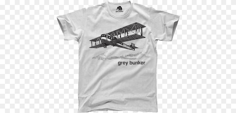 Grey Bunker White Single Plane T Shirt Stickalz Llc Old Plane Nursery Vinyl Wall Art Decal, Clothing, T-shirt, Aircraft, Airplane Free Png Download