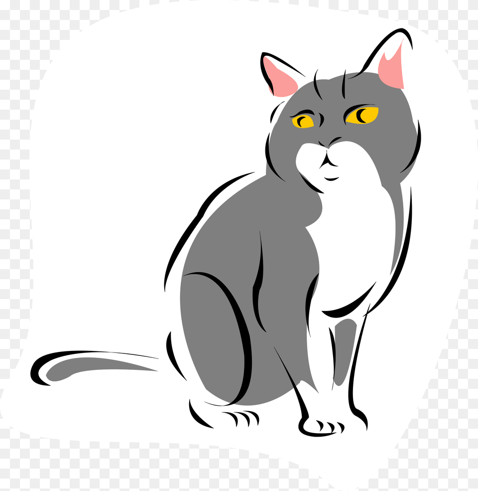 Grey Cat Clipart Winging, Stencil, Animal, Mammal, Pet Png Image