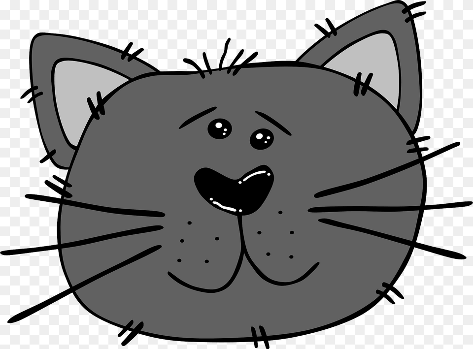 Grey Cat Face Drawing Clipart, Snout, Animal, Fish, Sea Life Free Png Download