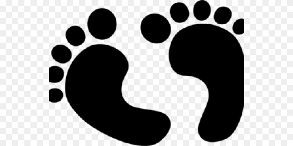 Grey Clipart Footprints Baby Feet Clip Art Black And White, Gray Png