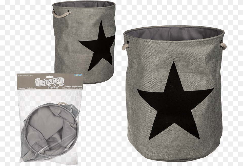 Grey Coloured Laundry Basket Wuith Black Coloured Star Bolsa Tela Ropa Sucia, Accessories, Bag, Handbag, Symbol Free Png Download