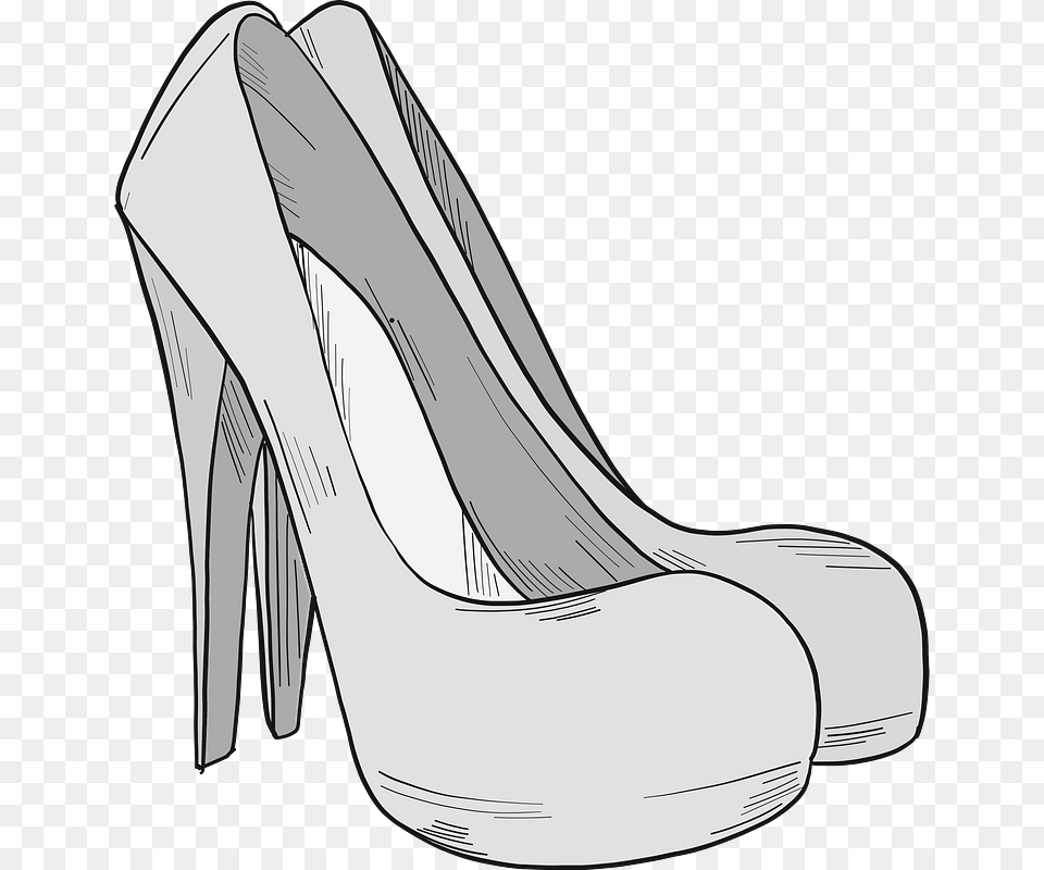 Grey High Heels Clipart Basic Pump, Clothing, Footwear, High Heel, Shoe Free Transparent Png
