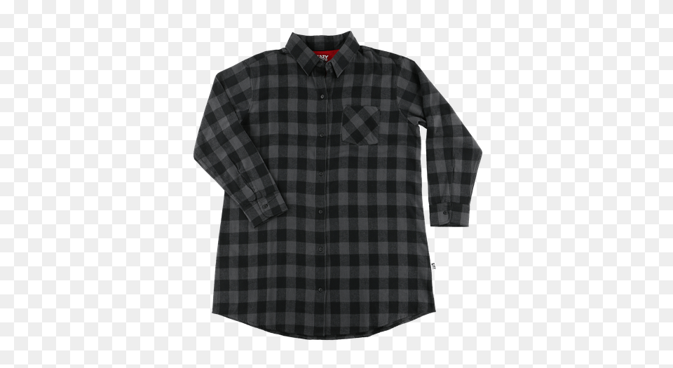 Grey Plaid Flannel Nightshirt, Clothing, Dress Shirt, Long Sleeve, Shirt Png Image