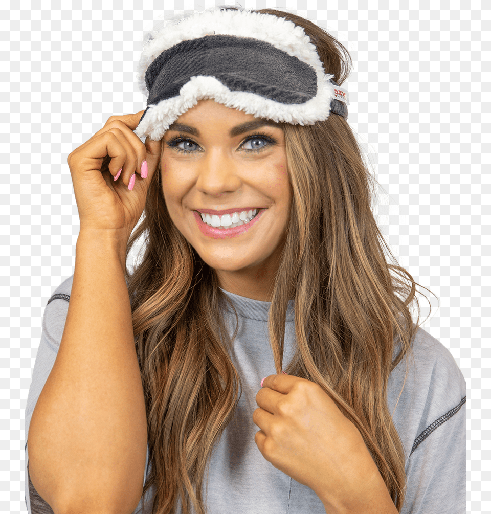 Grey Plaid Sherpa Sleep Mask Girl, Accessories, Person, Woman, Female Free Png Download
