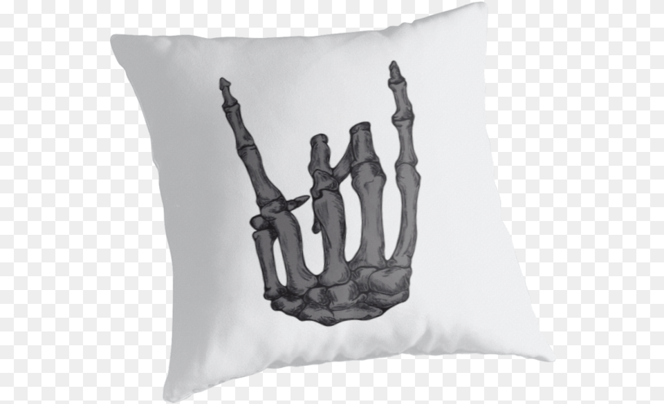 Grey Rock On Skeleton Hand Faze Clan, Cushion, Home Decor, Person, Adult Free Png