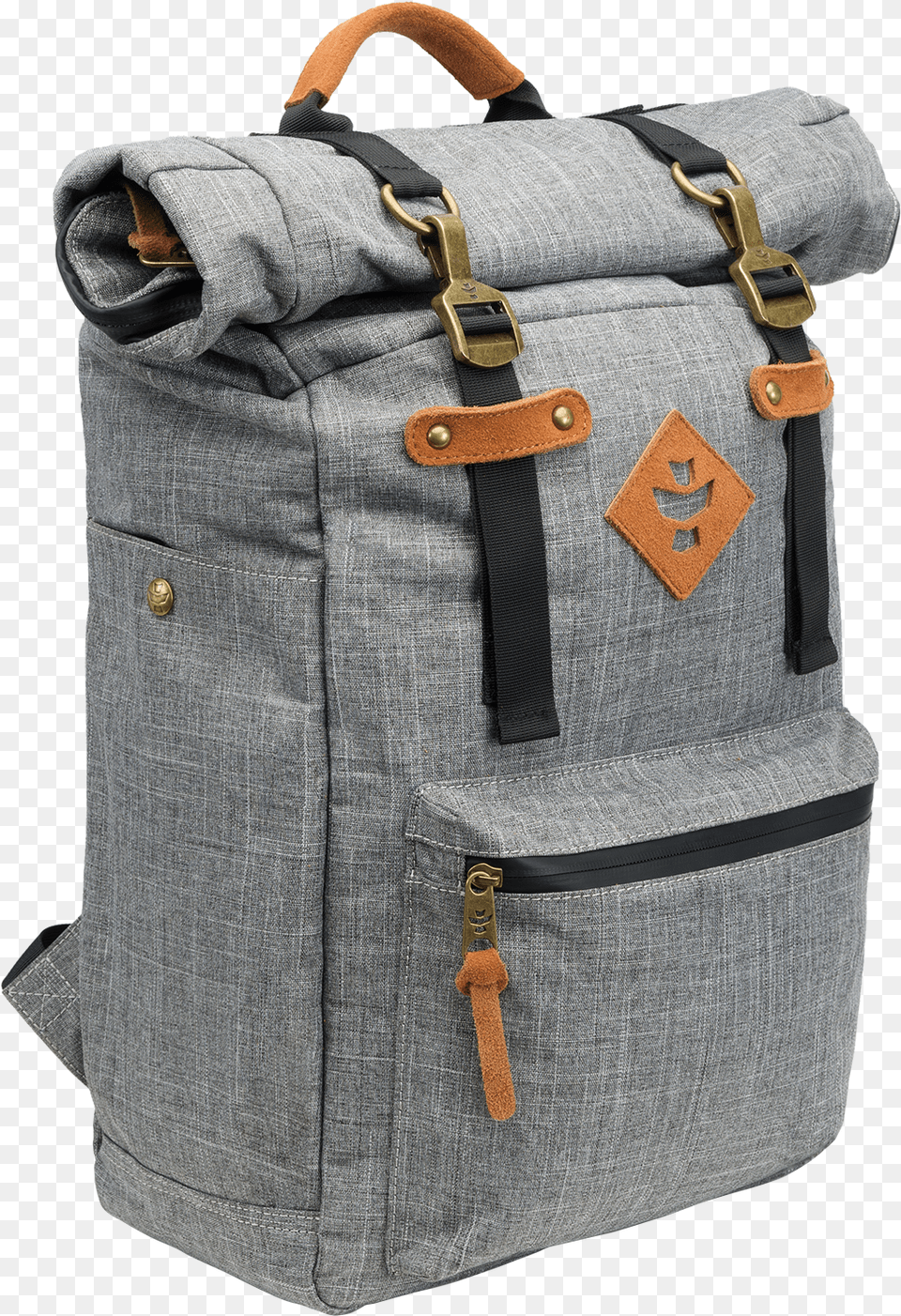 Grey Roll Top Backpack Uk, Bag, Clothing, Coat, Accessories Png Image