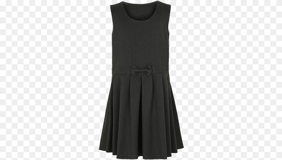 Grey School Pinafore With Bow At The Front School Black Pinafore Dress, Clothing, Skirt, Coat Free Png