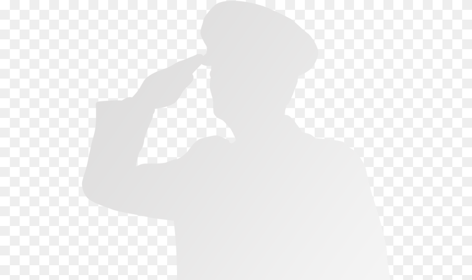 Grey Soldier Saluting Soldier Saluting Silhouette In White, Adult, Male, Man, Person Png Image