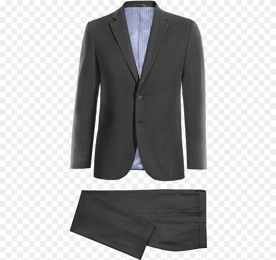 Grey Striped Wool Slim Fit Suit With Pocket Square Suit, Blazer, Clothing, Coat, Formal Wear Free Transparent Png