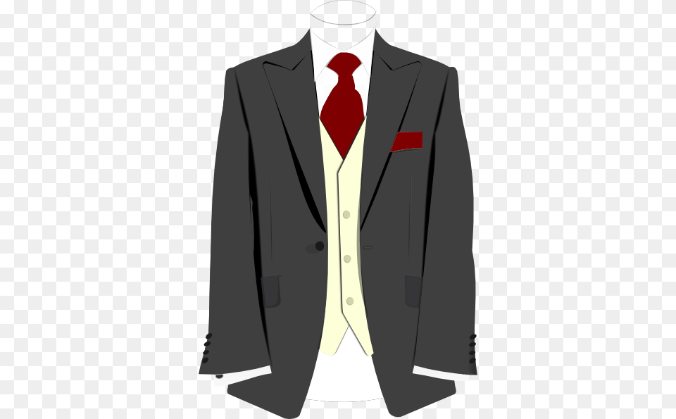 Grey Suit Burgundy Tie Clip Art At Clker Suit And Tie Clipart, Accessories, Blazer, Clothing, Coat Free Png