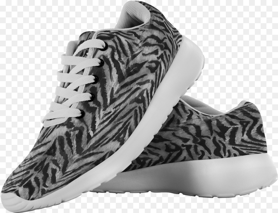 Grey Tiger Striped Low Top Sneakers Running Shoes Shoe, Clothing, Footwear, Sneaker, Running Shoe Png Image