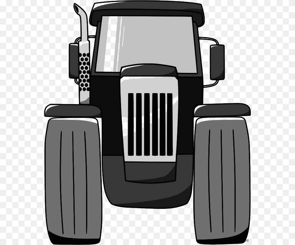 Grey Tractor Transportation Black White Clipart Tractor Cartoon, Cushion, Home Decor, Bus, Vehicle Free Png Download
