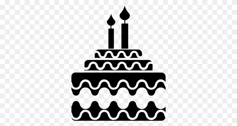 Grey Two Candles Birthday Cake Icon, Gray Png Image