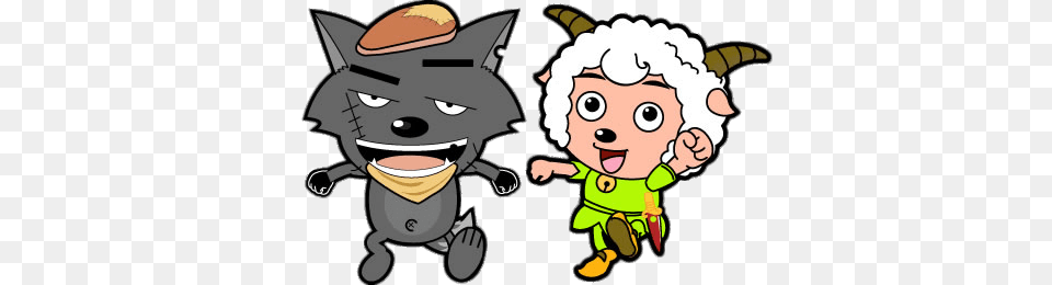 Grey Wolf And Pleasant Goat, Baby, Book, Comics, Person Free Png Download