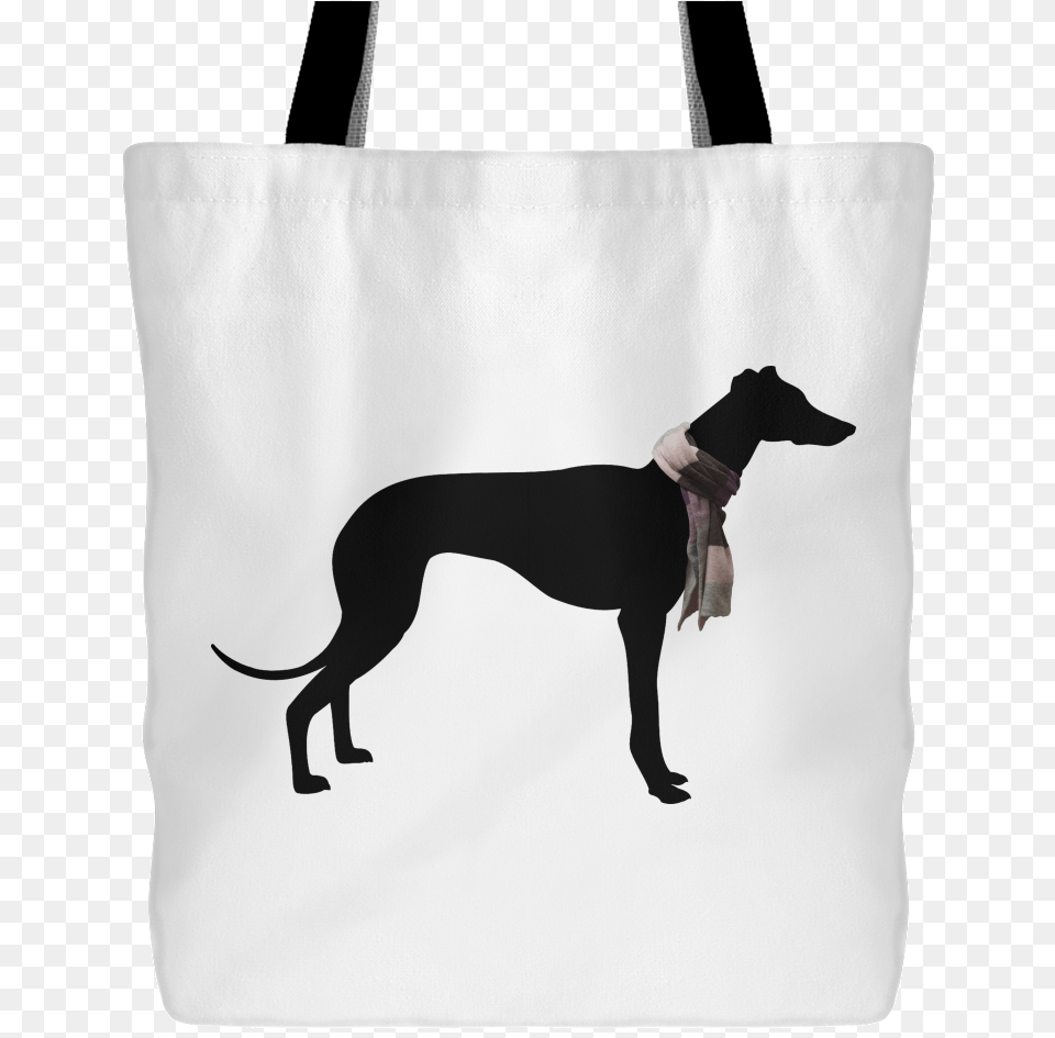 Greyhound With Striped Scarf Tote Bag Greyhound Silhouette Clip Art, Accessories, Handbag, Tote Bag, Animal Free Png Download