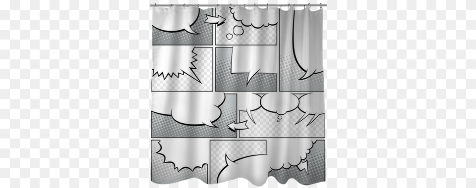 Greyscale Comic Book, Curtain, Shower Curtain Free Png