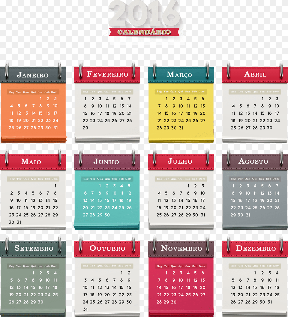 Grid Calendrio 2016 Psd Pdf Jpg Bloquinho Colorido Bloquinho De Calendario 2018, Calendar, Text Free Png Download