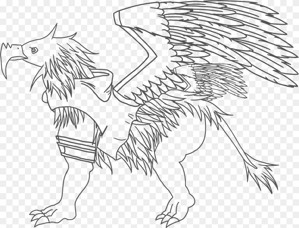 Griffin Black And White, Stencil, Animal, Bird, Person Png Image