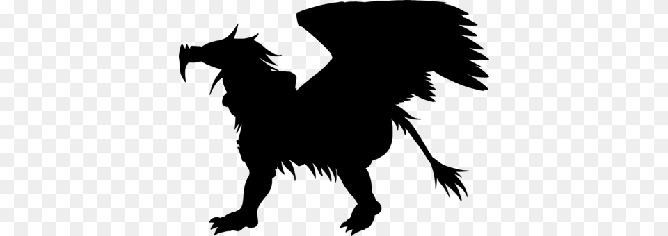 Griffin Silhouette Lion Drawing Dragon, Gray Free Transparent Png